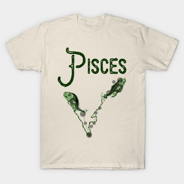 Pisces ))(( Astrological Sign Zodiac Constellation Design T-Shirt by darklordpug